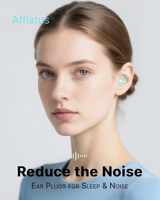 Afflatus Ear Plugs for Sleeping Noise Cancelling, 2 Pairs (S+L) Comfortable Reusable Noise Reduction Ear Plugs, Earplugs for Sleep, Snoring (Pure Black)
