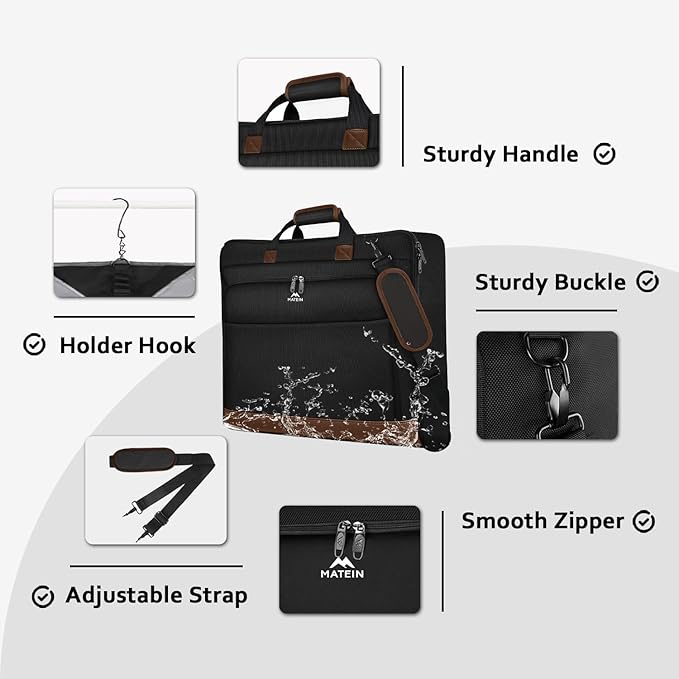 MATEIN Suit Garment Bag for Travel, Large Garment Bags for Hanging Clothes Travel, Foldable Suit Carrier with Shoulder Strap For Business, Premium 2 in 1 Hanging Suitcase Luggage, Black Brown