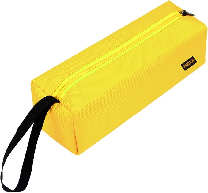 FASTECH 1-Pack Zipper Utility Tool Bag, Small Zipper Bags/Multi-purpose Tool Pouch Tote Bags Storage Organizer for Screwdrivers, Pliers, Nut Drivers Gifts to Men/Women. (Yellow)