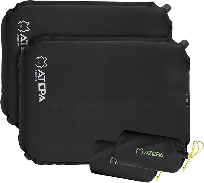 ATEPA Inflatable Seat Cushion, Self-Inflating Portable Stadium Airplane Travel Foam Cushion Pad for Camping, Sports Events, Outdoor