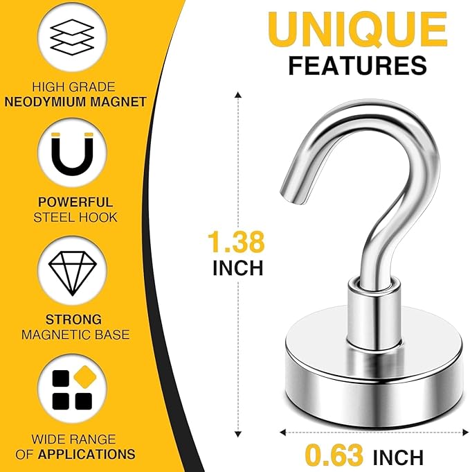 DIYMAG Magnetic Hooks, 30Lbs Silver Strong Heavy Duty Cruise Garage Magnet S-Hooks for Classroom, Fridge, Hanging, Cabins, Grill, Kitchen, Garage, Workplace and Office Etc, 120 Pack
