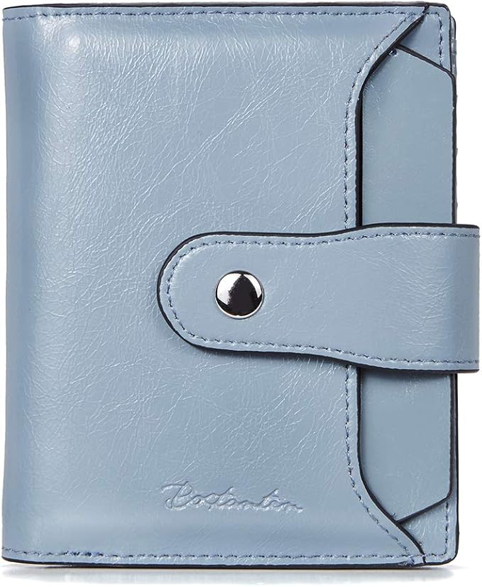 BOSTANTEN Women Leather Wallet RFID Blocking Small Bifold Zipper Pocket Wallet Card Case Purse with ID Window