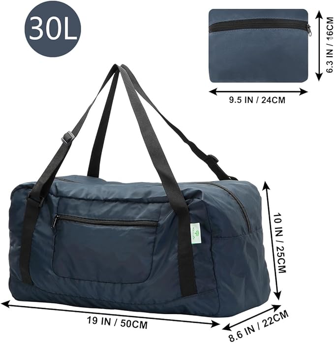 HOLYLUCK Foldable Travel Duffel Bag For Women & Men Luggage Great for Gym (Navy Blue)