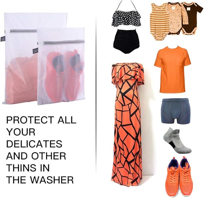 Kimmama Laundry Bag Mesh Wash Bags, Washing Machine Wash Bag, Net Washer Sack with Zipper, Dryer Pouch for Cleaning and Drying Cloths, Garment, Delicates, T-shirt, Underwear, Bra, Pant, Small Toys