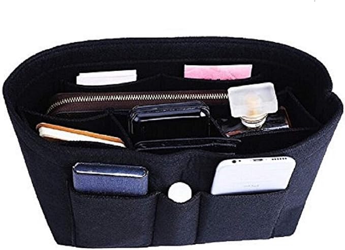 ZTUJO Purse Organizer Insert, Felt Bag Organizer For Handbag, 13 Colors, 6 Sizes (Small, Black)