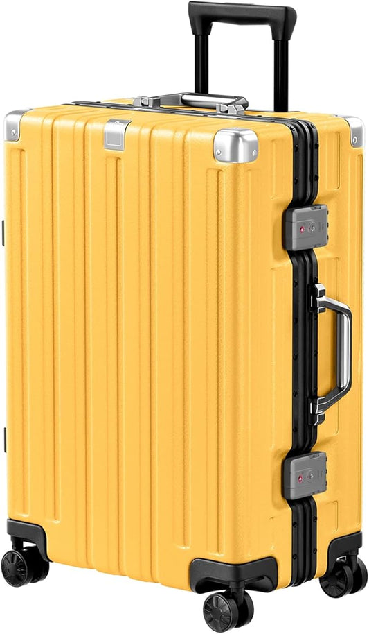 Krute Zipperless Luggage 24 Inch Aluminum Frame Suitcase with Spinner Wheels PC+ABS Hardide Checked Luggage TSA Approved