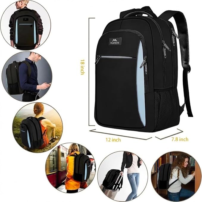 MATEIN Travel Laptop Backpack for Men, Business Anti Theft Slim Sturdy Laptops Backpack, Water Resistant College Computer Bag Gift for Women Fits 15.6 Inch Notebook