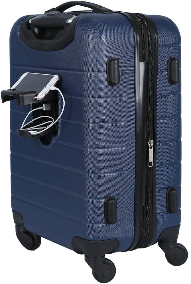 Wrangler Smart Spinner Hardside Luggage, 3 Piece Set, Navy Blue