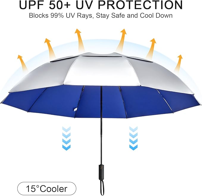 G4Free 42/46/54/62 Inch Large Golf Umbrella Compact Reverse Travel Umbrella 10 Ribs Windproof for Rain Double Canopy Automatic Open Close