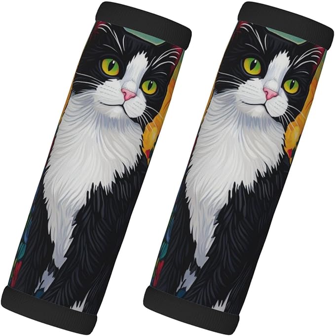 Black And White Cat Roses Luggage Handles Wrap Grips For Suitcases Luggage Travel Accessories For Airplane 2pcs