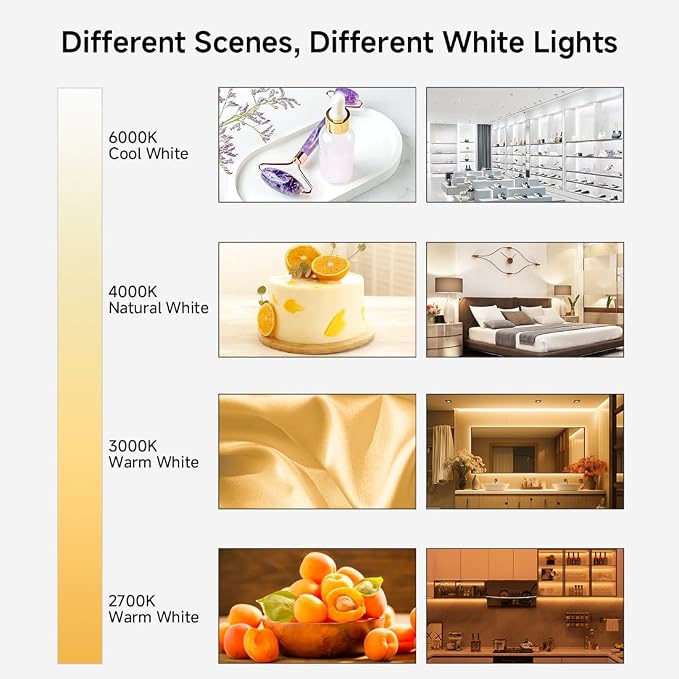 BTF-LIGHTING FCOB COB LED Strip Cool White 6000K, UL Listed 32.8FT DC24V Super Bright Uniform Light, CRI 90+ 8mm Width Flexible Tape Light for Home Indoor DIY Lighting(No Adapter or Controller)