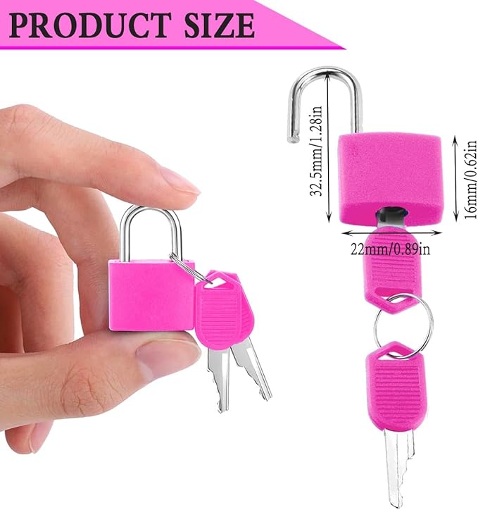 3 Pcs Small Locks with Keys,Multicolor Mini Key Locks, Plastic-Covered Copper Keyed Padlock for Luggage, Backpack, Gym Locker, Suitcase, Boxes