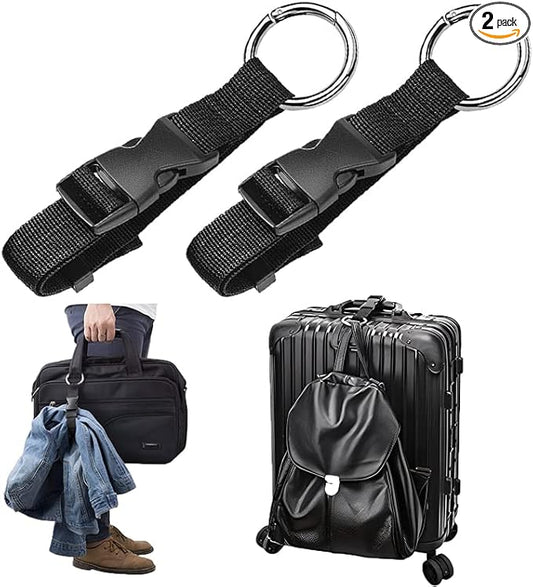 2 Pack Add a Bag Luggage Straps - Adjustable Suitcase Belts Luggage Connector Straps - Travel Accessories Jacket Gripper Arm Saver Easy to Carry Extra Bags (Black)
