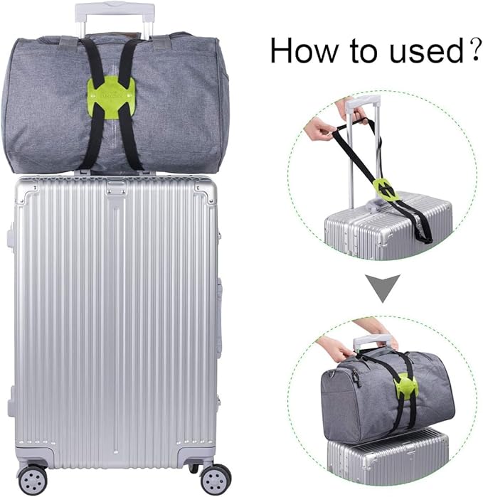 Luggage Straps for Suitcases,Travel Belt for Luggage Over Handle, Adjustable High Elastic Luggage Straps for Suitcases TSA Approved for Connecting Your Luggage (Green)