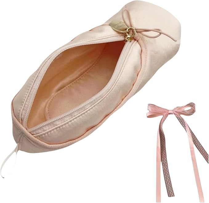 Ballet Dance Shoe Makeup Bag For Little Girls, Ballerina Slipper Makeup Pouch Bag, Ballet Pointe Shoes Gifts (Pink-H2)