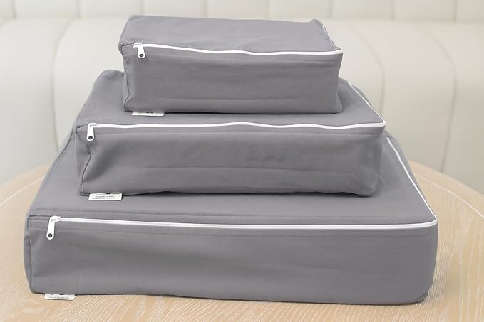 Packing Cubes Bag Pure Canvas Travel Organizers (18"x12"x4") with Durable YKK Zippers for Clothes, Shoes & Luggage Storage (Set of 3 (Large), Gray)