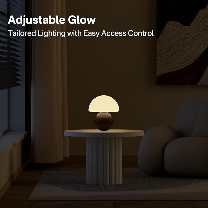 Mushroom Lamp Table Lamp for Bedroom,Desk Bedside Small Lamps for Living Room Night Stands,Mushroom Decor Cute Mini Modern Mid Century Lamps,Unique Aesthetic Home Living Room Decor(Coffee)