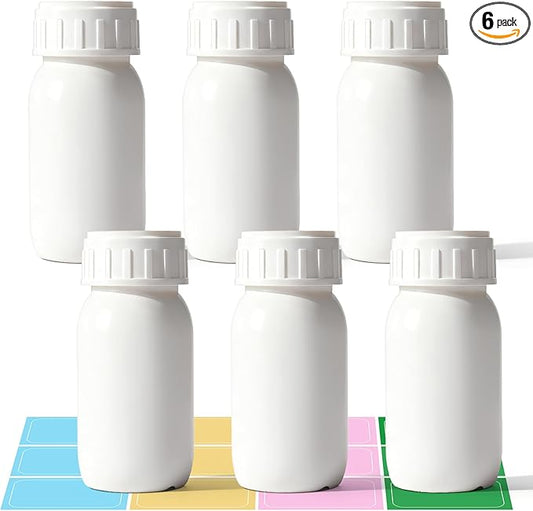 6Pack 1oz Plastic Small Travel Bottles - Empty Containers with Lids, EVOH High Barrier Leak Proof Liquid Storage for Toiletries Samples