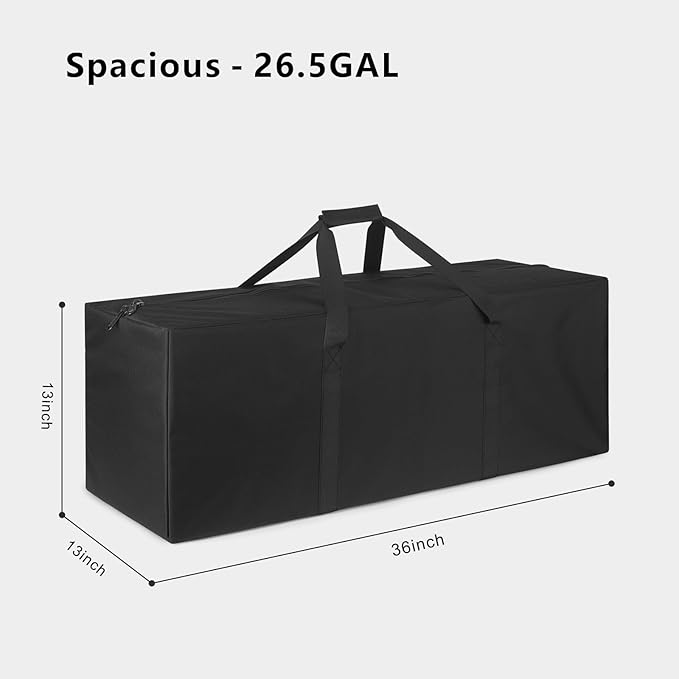 TOPDesign 1-Pack 36 Inch Small Zippered Duffel Bag for Travel Camping Sports Equipment Storage, Waterproof Foldable Luggage Bag with Padded Handles (Black)