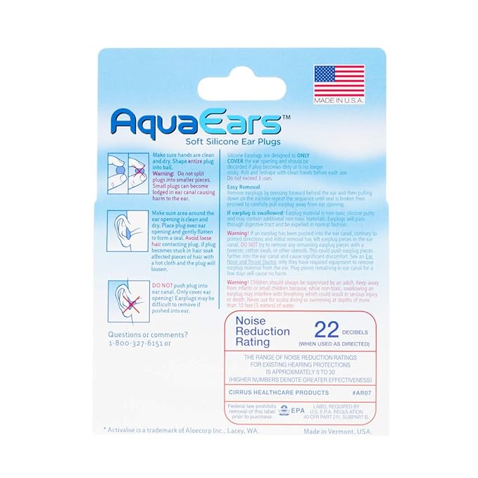Aqua Ears® Soft Moldable Earplugs, 18 Pairs