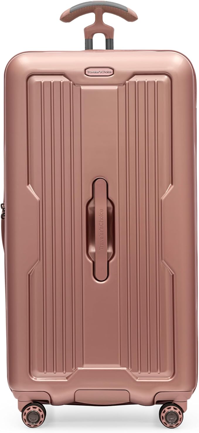 Traveler's Choice Ultimax II Polycarbonate Hardside Luggage with Spinner Wheels, Rose Pink, 31-Inch Large Trunk