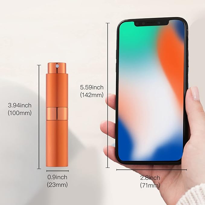 LISAPACK 8ML Atomizer Perfume Spray Bottle for Travel (3 PCS) Empty Cologne Dispenser, Portable Sprayer (Cyan, Rose Red, Orange)