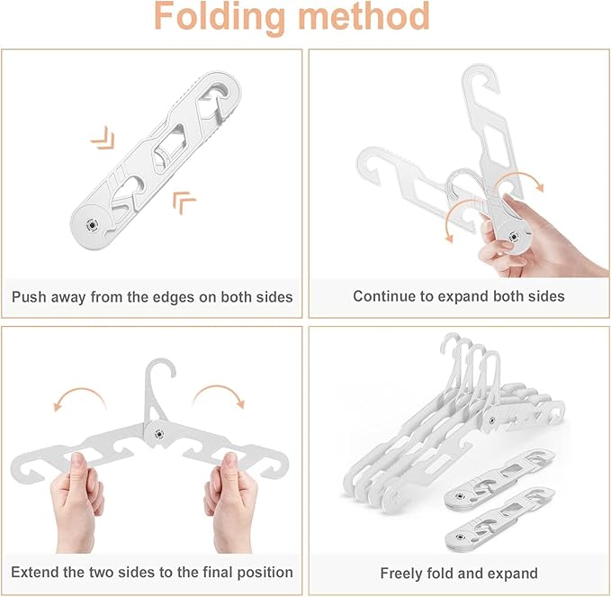 NICEDACK Premium Travel Hangers 3 Pack Portable Folding Clothes Hangers - Super Bearing Collapsible Hanger Foldable Clothes Drying Rack for Travel, Indoor and Outdoor Use (3 Pack White)