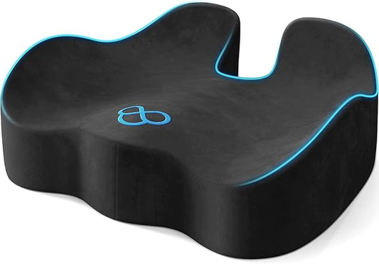 Seat Cushion with Carry Handle, Memory Foam for Tailbone/Sciatica Easing, Chair Cushions for Cars, Desks, Office Chair Cushion with Non-Slip Design, Ideal for Post-Surgery Recovery (Grey)