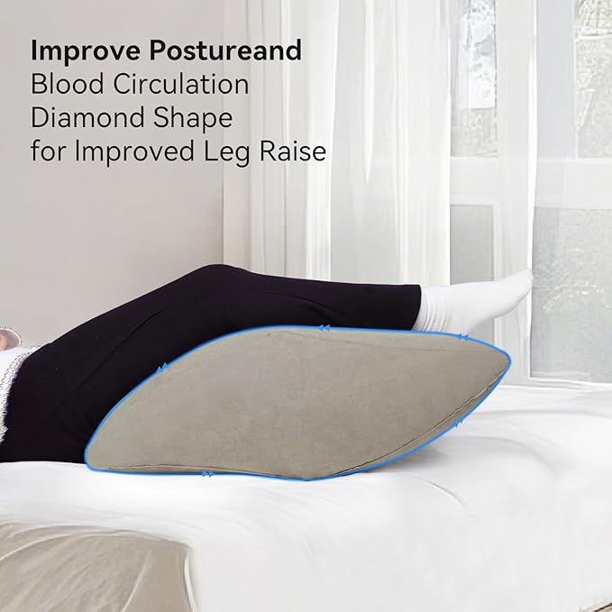 lefeke Inflatable Wedge Pillow for Sleeping,Inflatable Leg Elevation Pillow for Swelling, Circulation, Leg & Back Pain Relief, Portable Leg Pillow with Storage Bag,Breathable Suede Material