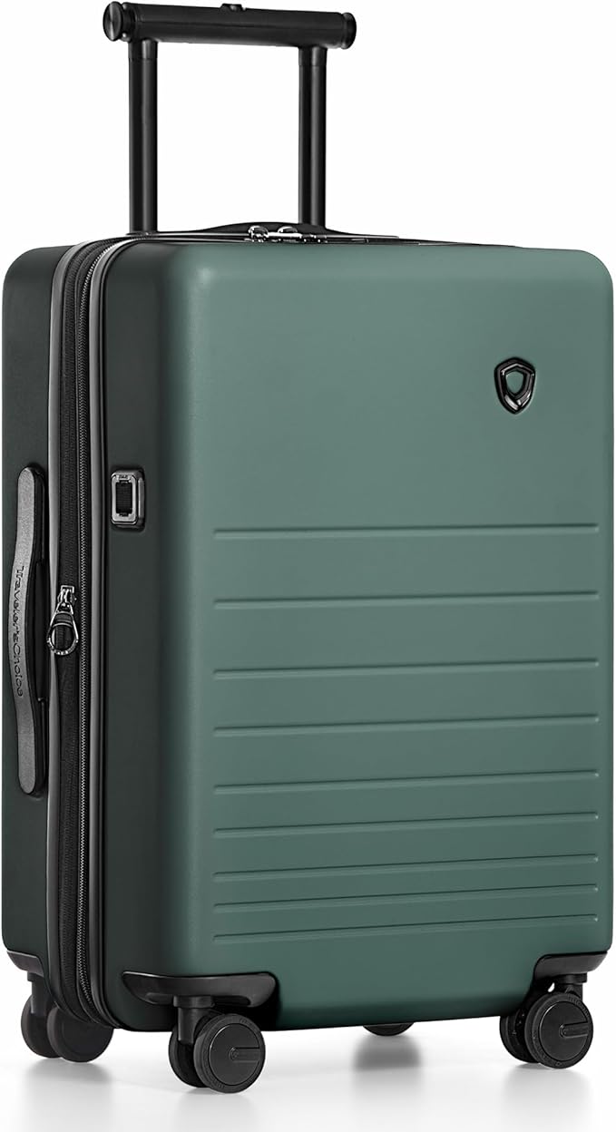 Traveler's Choice Markham Hardside Expandable Luggage with Double Spinner Wheels, Carry-On 21-Inch Suitcase, TSA Lock, 21-Inch, Green