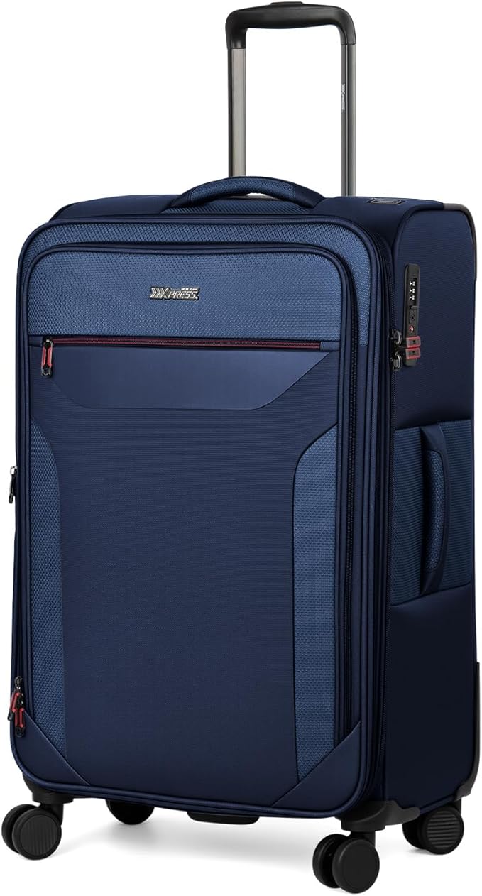 28 Inch Softside Expandable 20% Checked Luggage w/TSA LOCK and Spinner Wheels,Lightweight Upright Softshell Luggage for Men/Women（Navy,28in）