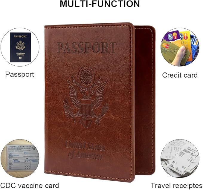 Passport Holder Women, Passport Holder, Passport Wallet Travel Must Haves, 1 Pack Passport Holder for Men, Passport Cover, Passport Case, Travel Passport Cover for Travel Essentials, Brown