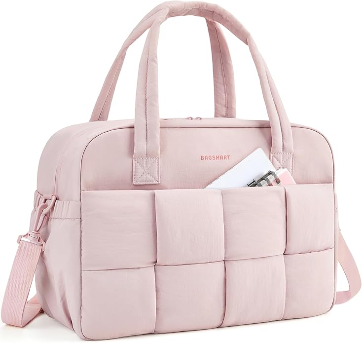 BAGSMART Gym Bag for Women, Personal Item Puffer Duffle Bag, Weekender Overnight Carry On Tote Handag for Travel