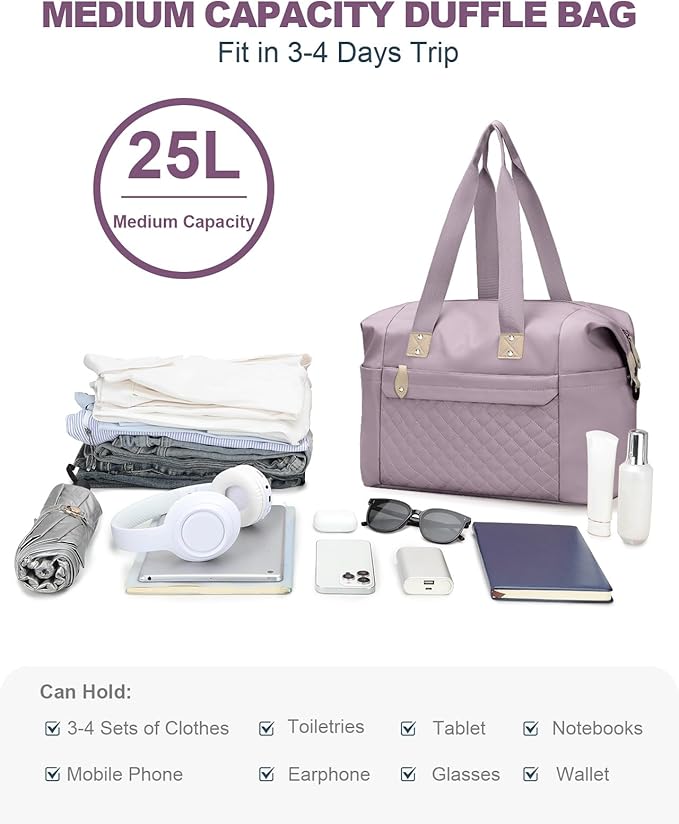 Travel Duffle Bag, Waterproof Weekender Overnight Hospital Bags for Women Men with Toiletry Bag Lightweight Carry on Personal Item Duffle Gym Bag for Travel, Airplanes, Sports