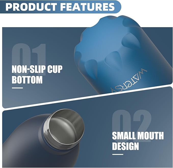 WATERSY Stainless Steel water bottles,17oz/500ml Insulated Water Bottles,Blue Green metal water bottle Keeps Drink Cold and Hot,BPA Free kids water bottles for School,Gym,Travel,Sports