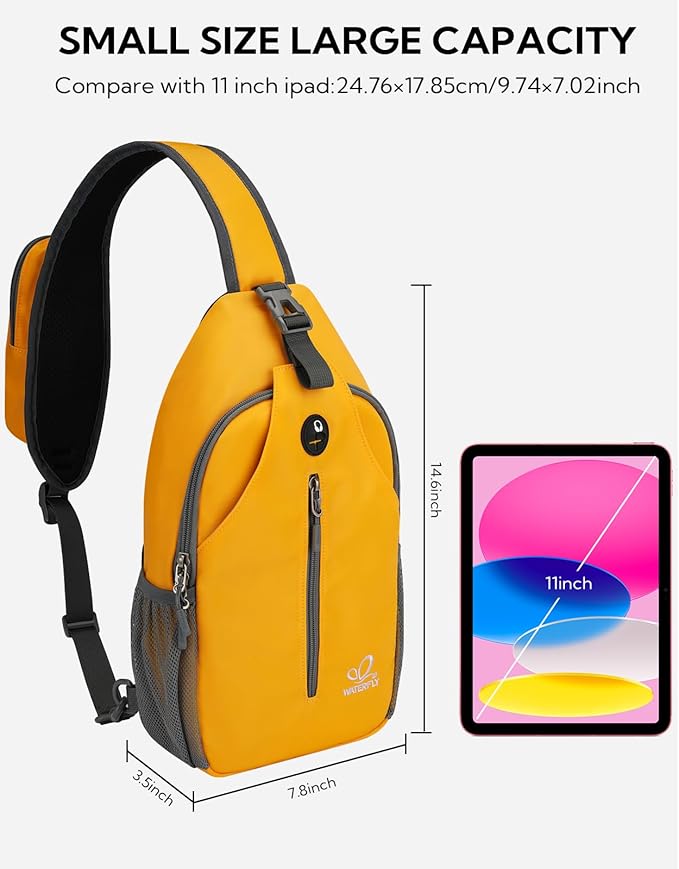 WATERFLY Crossbody Sling Backpack Sling Bag Travel Hiking Chest Bag Daypack