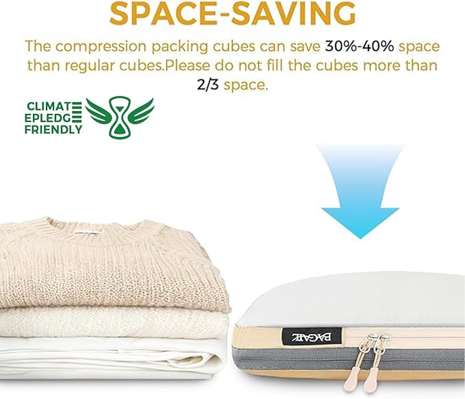 BAGAIL 6 Set Ultralight Compression Packing Cubes Packing Organizer for Travel Accessories Luggage Suitcase Backpack