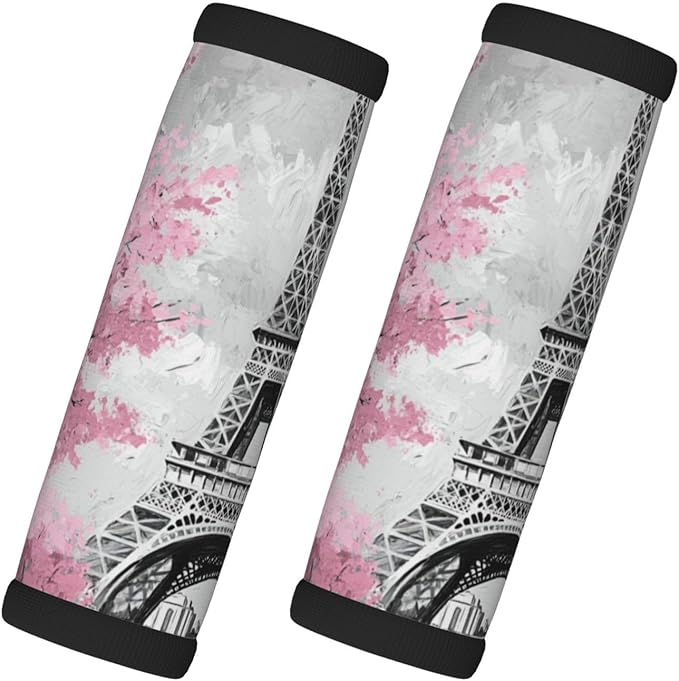 Eiffel Tower Pink Ink Sketch Luggage Handles Wrap Grips For Suitcases Luggage Travel Accessories For Airplane 2pcs