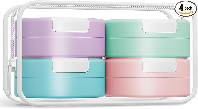 Gemice Travel Containers for Toiletries, Magnetic Travel Containers, TSA Approved Cream Jars with Toiletry Bag, Leak-proof Small 1oz Capsules Set with Multiple Labels for Organization (4 Pack)