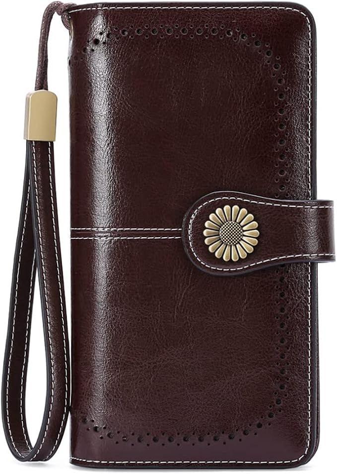 SENDEFN Wallets for Women Leather Credit Card Holder with RFID Blocking Large Capacity Wristlet | with RFID Blocking, Large Capacity, Wristlet, with RFID Blocking, Large Capacity, Wristlet
