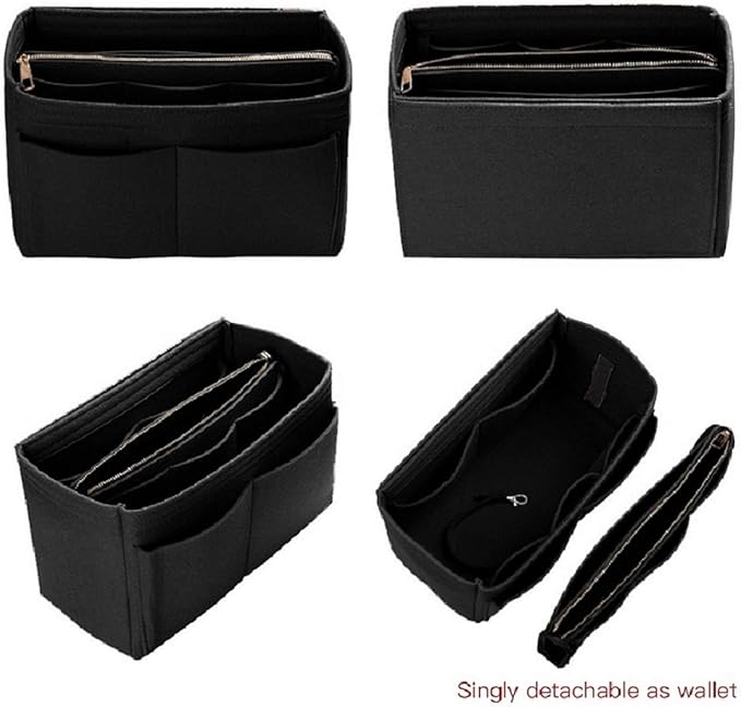 ZTUJO Purse Organizer Insert, Felt Bag Organizer with Metal Zipper, Handbag & Tote Shaper, For Speedy Neverfull Tote, 7 Sizes