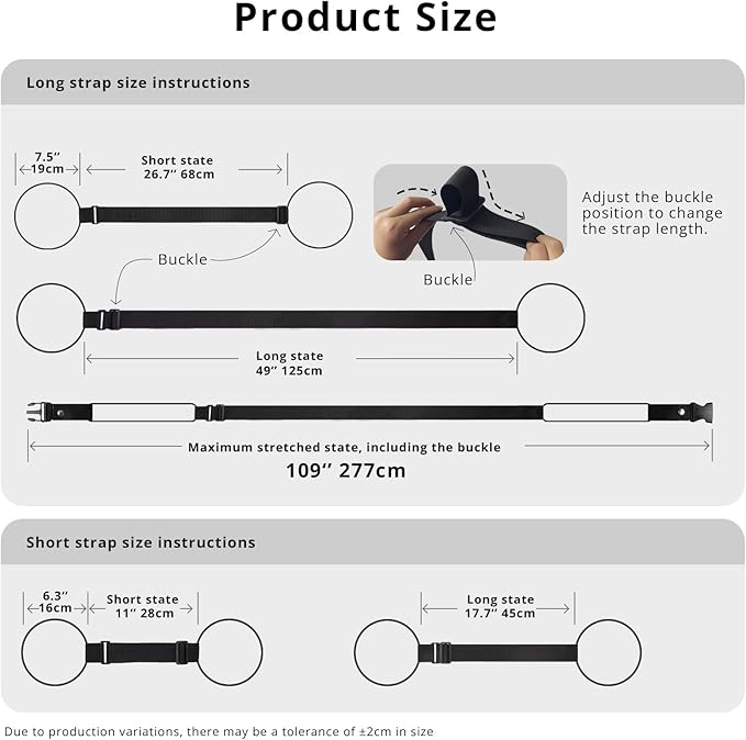 Luggage Straps 3 PCS for Suitcases TSA Approved 2 Short & 1 Long Adjustable Straps with Elastic Thick Rope for Connecting Suitcases and Bags Stably with Strap Buckle and Bottle Buckle Clip, Black