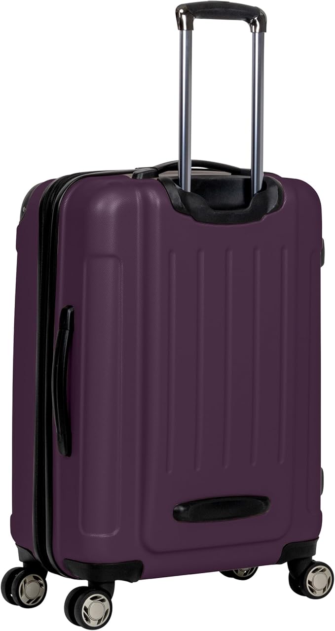 Kenneth Cole REACTION Renegade Luggage Expandable 8-Wheel Spinner Lightweight Hardside Suitcase, Midnight Plum, 24-Inch Checked