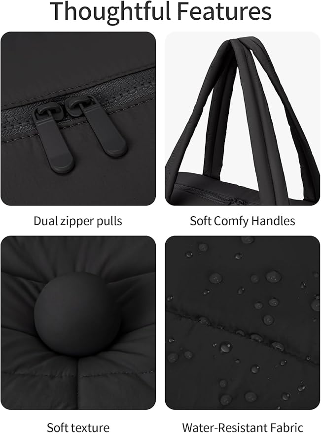 Gitus Carry On Duffle Gym Bag for Women Puffer Weekender Overnight Duffel Bag for Travel with Clear Toiletry Pouch Sport Yoga Fitness Essentials Gifts (Black)