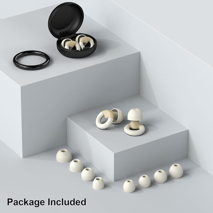 Ear Plugs for Sleeping, 2 Pairs of Reusable Earplugs for Noise Reduction 25dB-30dB with 8 Ear Tips, Soft Hearing Protection Ear Plugs for Concert,Noise Sensitivity, Study & Work