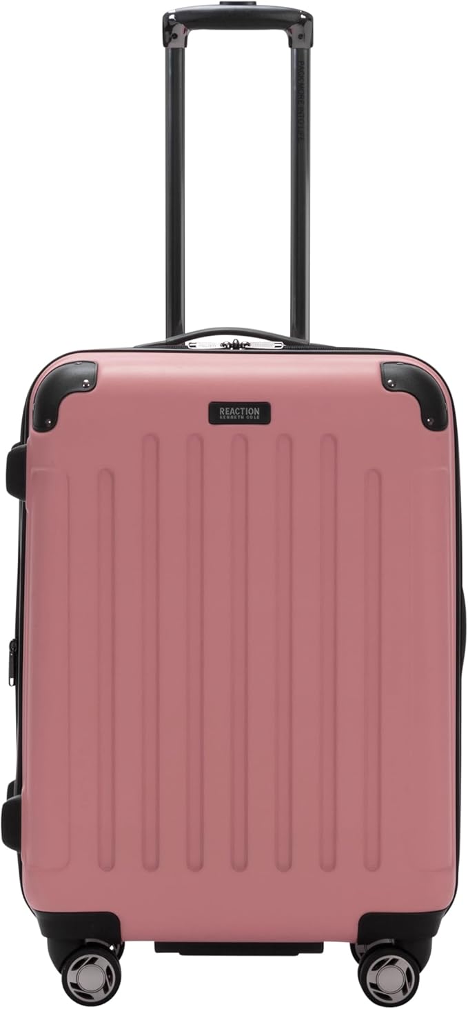 Kenneth Cole REACTION Renegade Luggage Expandable 8-Wheel Spinner Lightweight Hardside Suitcase, Peony, 24-Inch Checked