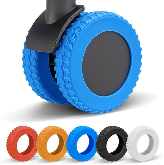 Upgraded 16 Pcs Luggage Wheel Covers, Silicone Protective Covers for 2-2.4" Suitcases Spinner Wheel, Wear-Resistant, Anti-Noise, Thickened Protector, Travel Accessories (Blue)