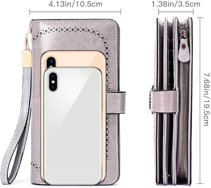 SENDEFN Wallets for Women Leather Credit Card Holder with RFID Blocking Large Capacity Wristlet | with RFID Blocking, Large Capacity, Wristlet, with RFID Blocking, Large Capacity, Wristlet