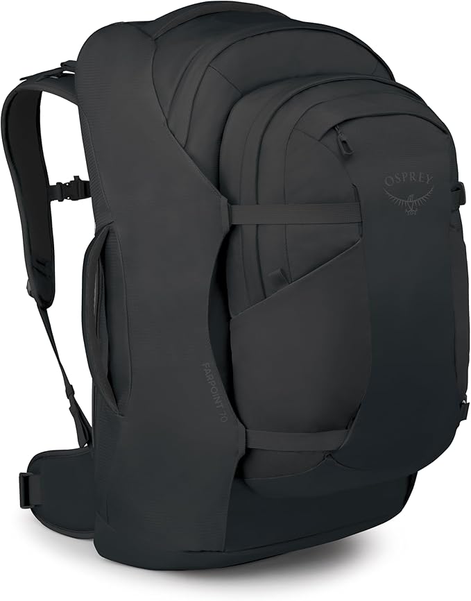 Osprey Farpoint 70L Men's Travel Backpack - Large Adjustable Travel Bag with Detachable Daypack, Black