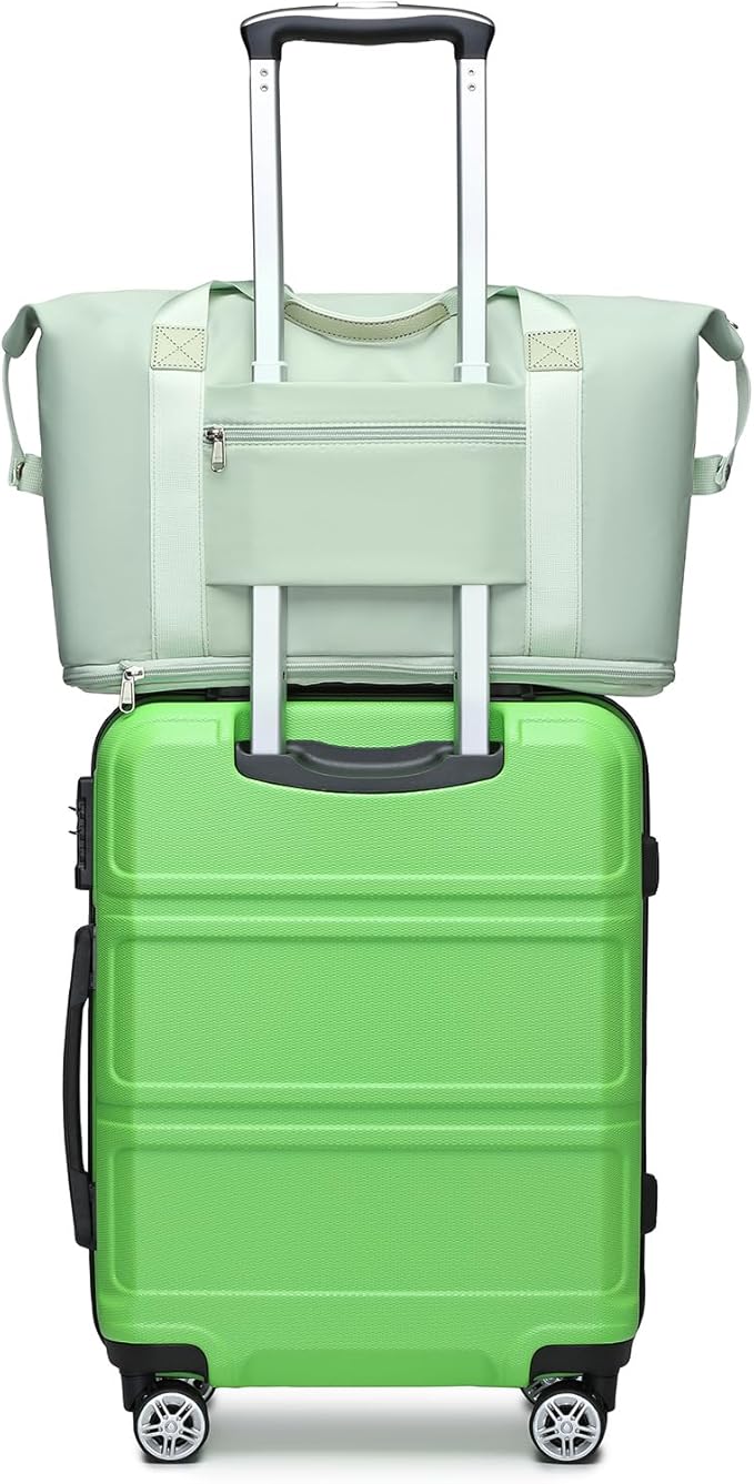 Kono Luggage Set 4 Piece Carry On Lightweight PC+ABS Hardside Luggage with TSA Lock Spinner Wheels Carry On Suitcase Apple Green